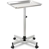 Salon Se&ntilde;or Salon Tray Cart,TattooTray on Wheels,Hair Color Tray,Silver