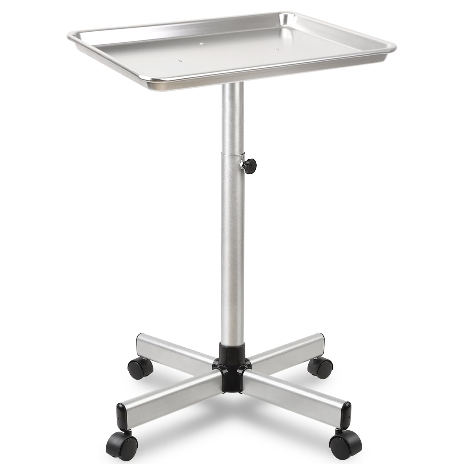 Photo 1 of Salon Señor Salon Tray Cart,Aluminum Instrument Tattoo Trolley Tray with Wheels Adjustable Height,Height Adjustble Hair Color Storage Tray Cart