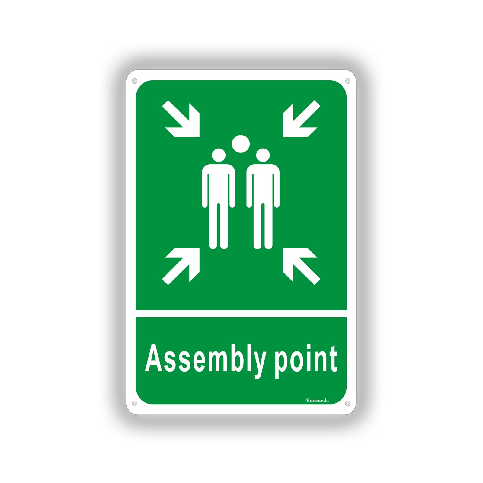 Assembly Point Sign,Yuntarda 30x20cm Fire Action Safety Sign