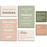 YEOION Office Finance Wall Decor,Finance Teamwork Canvas Wall Art for Accountant Office Wall Decor Set of 6