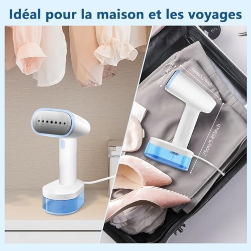 Défroisseur à main portable pour vêtements, capacité de 250 ml, 1600W, chauffage rapide en 25s, arrêt automatique, taille mini, auto-nettoyage, pour la maison, le bureau et le voyage