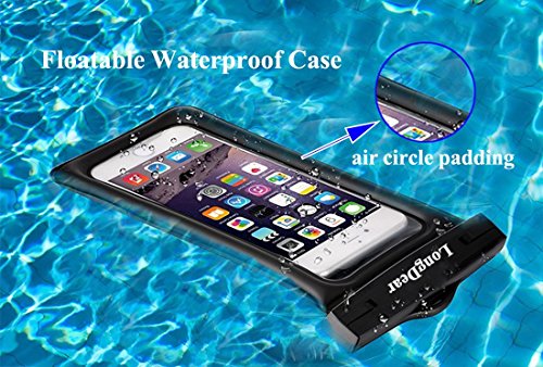 Universal Floating Waterproof Case,Cell Phone Pouch Dry Bag up to 6.3inch (Black 2Pack) - Thumbnail 6