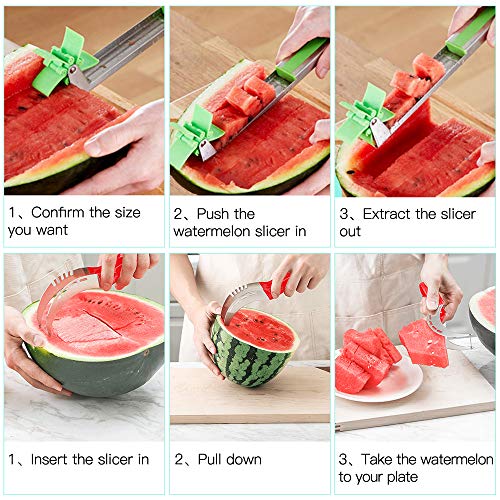 SZUAH Watermelon Windmill Cutter Slicer,304 Stainless Steel Watermelon Slicer Fruit Knife, with A Melon Baller Scoop & A Melon Slicer -Kitchen Gadgets Tools - Thumbnail 5