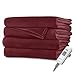 Sunbeam Luxurious Velvet Plush Premiun Soft Heated Throw Blanket with 3 Heat Settings Digital Control and Auto-Off - Cranberry Red