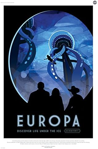 Europa: Discover Life Under The Ice - NASA JPL Space Tourism Travel Poster 24" x 36" (Unframed) - Certified Made with 200 Year Lifespan Archival Inks