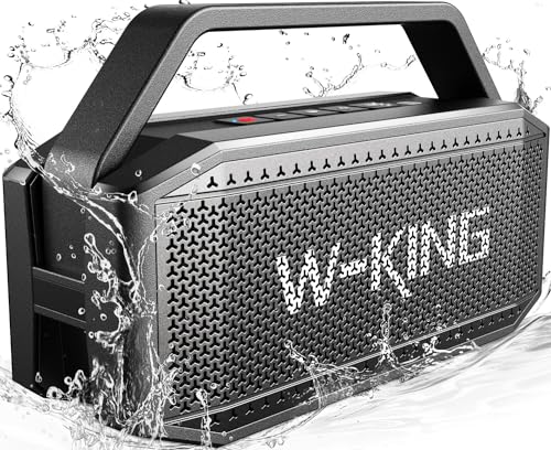 W-KING Bluetooth Lautsprecher Box Groß, (100W MAX)60W Musikbox Bluetooth, IPX6 Wasserdicht Stereo Outdoor Party Boom Box Tragbar Tob. Schwimmf. Soundb