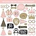 Fully Assembled Sweet 16 Birthday Photo Booth Props - Set of 30 - Pink & Gold Selfie Signs - 16th Party Supplies & Decorations - Cute 16th Bday Designs with Real Glitter - Did We Mention No DIY