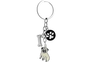 Harikaji Dog Keychain Ring, Cool Cute Pet Dog Keyring Bag Charm Mini Metal Key Ring Keyfob