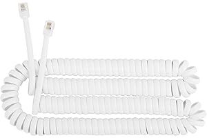 Uvital 1 Pack 16FT White Extra Long Phone Handset Cord(Coiled Length 2FT), Phone Cord for Landline, RJ9 Telephone Cords for L