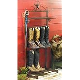 BLACK FOREST DECOR Metal Star Boot Rack – Space-Saving Organizer for Boots, Belts, and Hats – 22 5/8" W x 10 7/8" D x 48" H