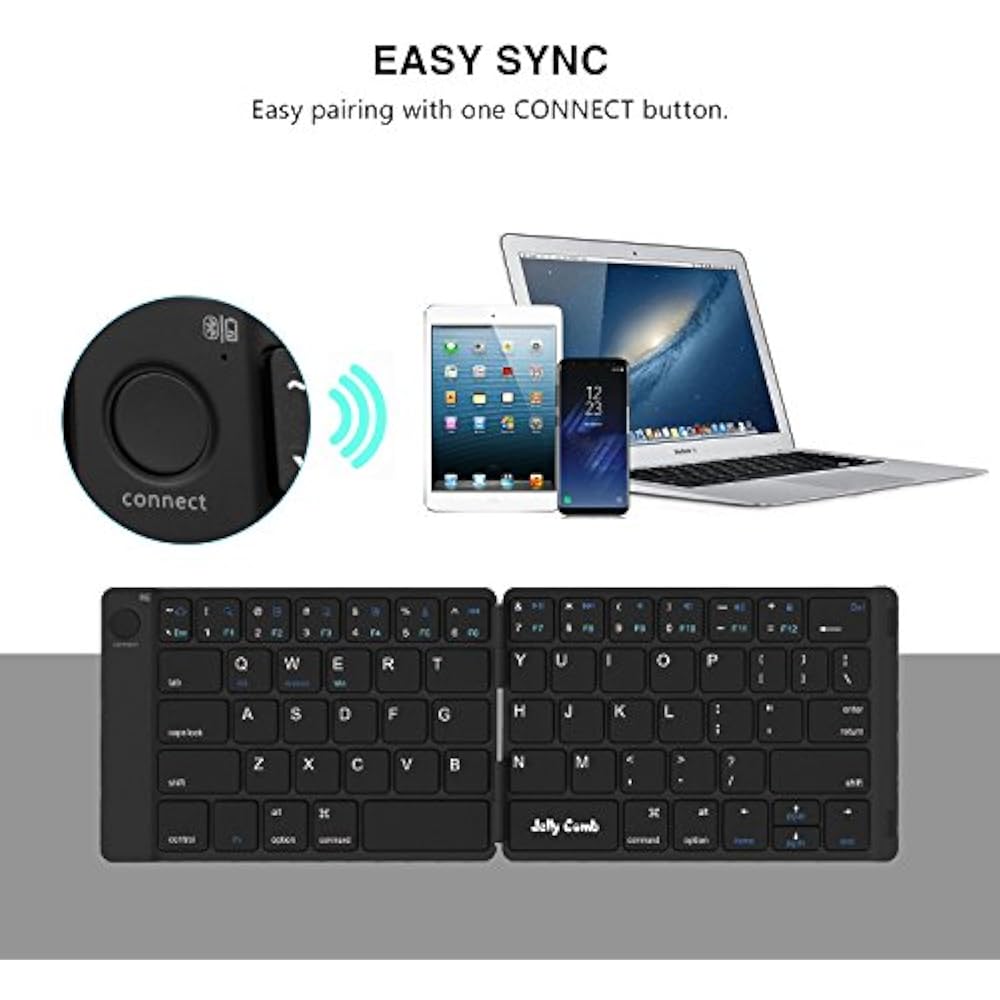 Foldable Keyboards Bluetooth Keyboard, Jelly Comb Ultra Slim BT B047