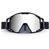 XYOP Motorcycle Goggles, ATV Dirtbike Eyewear - Anti-Fog, UV400 Polarized Motocross & Off-Road Riding - Durable MX Goggles for Youth Men & Women (Black Frame & Silver Lens)