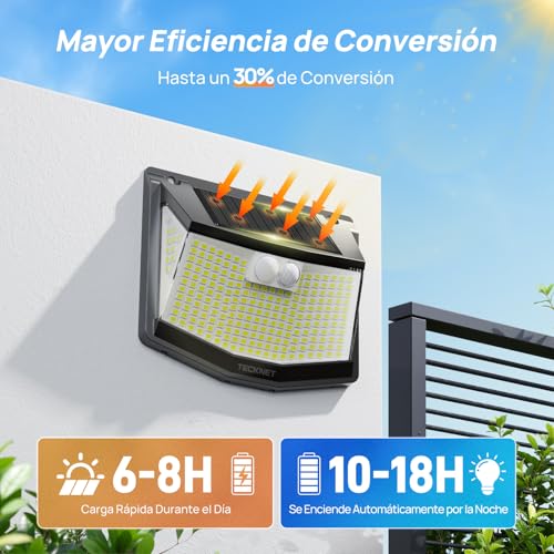 TECKNET Solar Outdoor Light, 248 LED/300° Powerful Illumination, Solar Outdoor LED Spotlights with Motion Sensor, 3 Modes IP66 Waterproof Solar Lights for Garden, Garage, Patio, 3 Pack