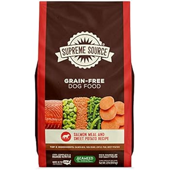 Supreme Source Premium Dry Dog Food Grain Free, USDA Organic Seaweed, Protein, Salmon and Sweet Potato Recipe for All Life Stages. Made in The USA. (22lb)