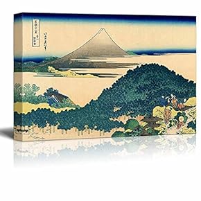 Canvas Wll Art - Cushion Pine at Aoyama by Japanese Artist Hokusai - Thirty-six Views of Mount Fuji Series - Giclee Print and Stretched Ready to Hang - 12"x18"