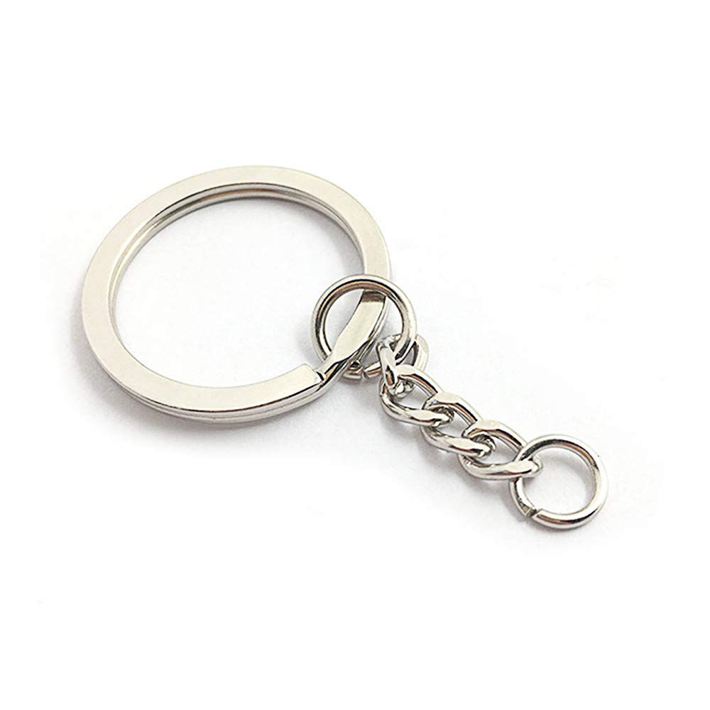 100PCS Keyring Blanks Split Metal Key Rings with Link Chain and Open Jump Rings for Keys，Crafts DIY (100pcs)