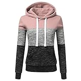 Women Long Sleeve Hoodies Pullover Teen Girls Sweatshirts Pacthwork Shirts Sweater Blouse Hooded Tops