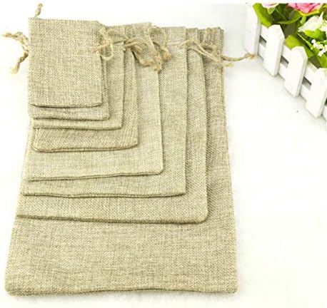 HJKLTYU Handmade Drawstring Packaging Burlap Wedding Party Pouches Jute Bags