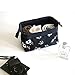 Itraveller Women Printed Travel Cosmetic Make up Coin Purses Pouch Bag (Dark Blue Flower)