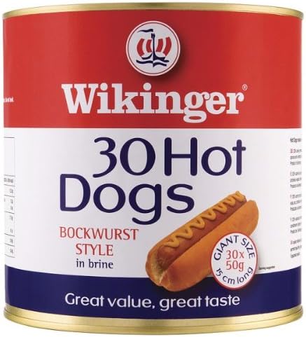 Wikinger 30 Hot Dogs Bockwurst Style in Brine 3000g