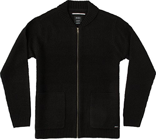 RVCA Men's Zig Zag Zip Sweater, Black, Small