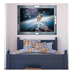 Wall26 - Science Fiction ViewPort - Decal - Face to Face with a Rocket Man - Wall Mural, Removable Sticker, Home Decor - 24x32 inches