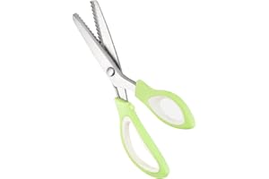 HAGBOU Pinking Shears for Fabric Cutting, 9 Inch Zig Zag Scissors, Professional Sewing Pinkg Shears Zigzag Scissors Crinkle Scissors, Scrapbook Scissors Decorative Edge (Green)