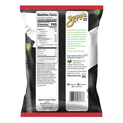 Zapp's New Orleans KettleStyle Potato Chips, Evil Eye Flavor, 5 Oz