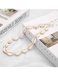 SCIONE Shell Necklace Choker Adjustable Puka Shell Necklace White Beaded Clam Chips Wakiki Hawaii Boho Beach Surfer Jewelry for Women Girls
