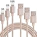 Xcords 3pcs 3FT 6FT 10FT Nylon Braided Charging Cable Cord 8-Pin Lightning to USB Cable Charger Compatible with iPhone 7/ 7 Plus/6/6s/6 plus/6s plus, iPhone 5/5s/5c,iPad, iPod