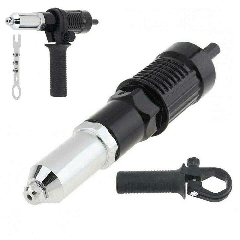 Opaltool Electric Rivet Gun Adapter with Aluminum Casting Housing and a Non-Slip Handle for Cordless Drill Electric Riveting Riveter Insert Tool