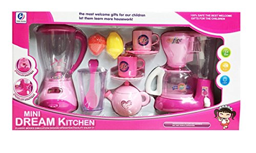 AJ Toys & Games Kitchen Pretend Play Set, Battery Operated Coffee Maker & Blender, Toy Home Appliances Playset, Electronic Toys. Great for Gifts!