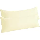 NTBAY Body Pillow Cases Set of 2, 2 Pack Brushed Microfiber 20x54 Pillow Cases, Soft, Wrinkle, Fade, Stain Resistant Ivory Pillow Cases with Envelope Closure, 20x54 Inches, Ivory