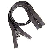 YKK Brand Zipper, Black #10 Separates at The Bottom, Marine Grade Metal Tab Slider, Heavy Duty (72" Inch)