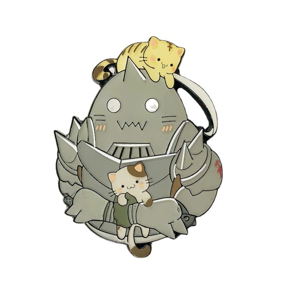 Anime Fullmetal Alchemist Alphonse Elric and Cat Cute Cartoon Enamel Pin Clothes Bag Hat Lapel Badge Brooch Pin Accessory for Backpacks Badges Hats Bags for Women Girls Kids Gift