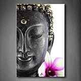 Purple Buddha Statue With White And Purple Flower Wall Art Painting Pictures Print On Canvas Flower The Picture For Home Modern Decoration (Stretched By Wooden Frame,Ready To Hang)