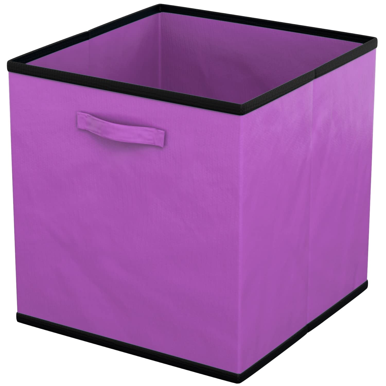 INTIRILIFE 6x foldable storage fabric box in Purple - 26.7 x 26.7 x 28 cm - Multifunctional collection box to combine with cupboards or shelves