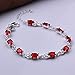 NYKKOLA Stunning Solid 925 Silver Beautiful Red Diamond Fashion Bracelet Chain