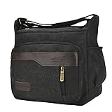 Fabuxry Casual Canvas Cross Body Bags Handbags Shoulder Bags Travel Purses (Black)