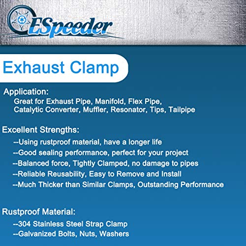 Exhaust Pipe Clamp Muffler Repair Parts - 3.0" Exhaust Clamp Stainless Steel Band Clamp for Exhaust Tips, Exhaust Manifold, Exhaust Resonator, Exhaust Flex Pipe, Catalytic Converter Repair Program