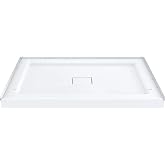 Carlton Marquette 42" x 34" Single or Double-Threshold Shower Pan Base with Center Drain and Removable Flange in Glossy White