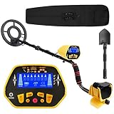 Canway Metal Detector High Accuracy Adjustable Waterproof Metal Finder, LCD Display with Light, Carrying Bag and Shovel Included, 7 Target Categories, Depth Indication, Audio Prompt, with P/P Function