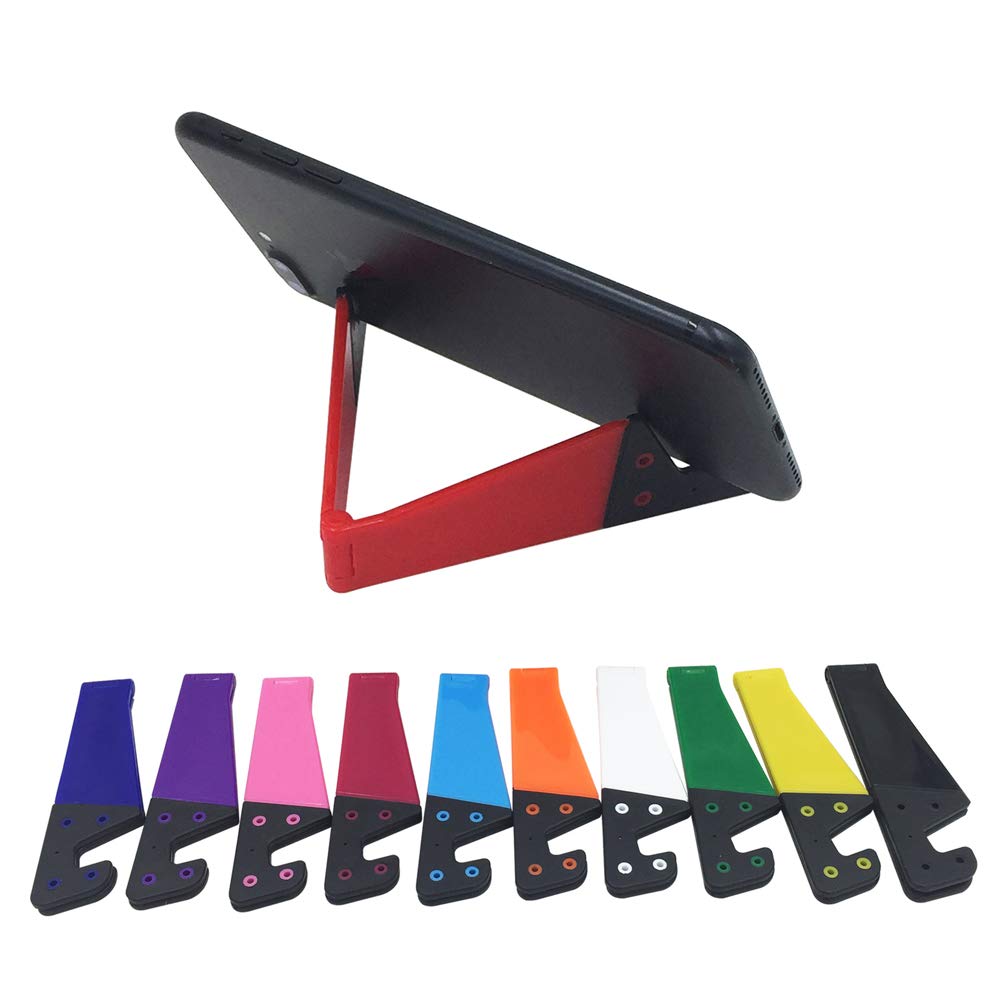 Set of 10 Pocket-Sized Plastic V Model Cellphone Stand, Universal Foldable Portable Smartphone Mobile Phone Vertical and Horizontal Mount Desktop Holder Cradle Compatible with iPads,Tablets,E-Reader