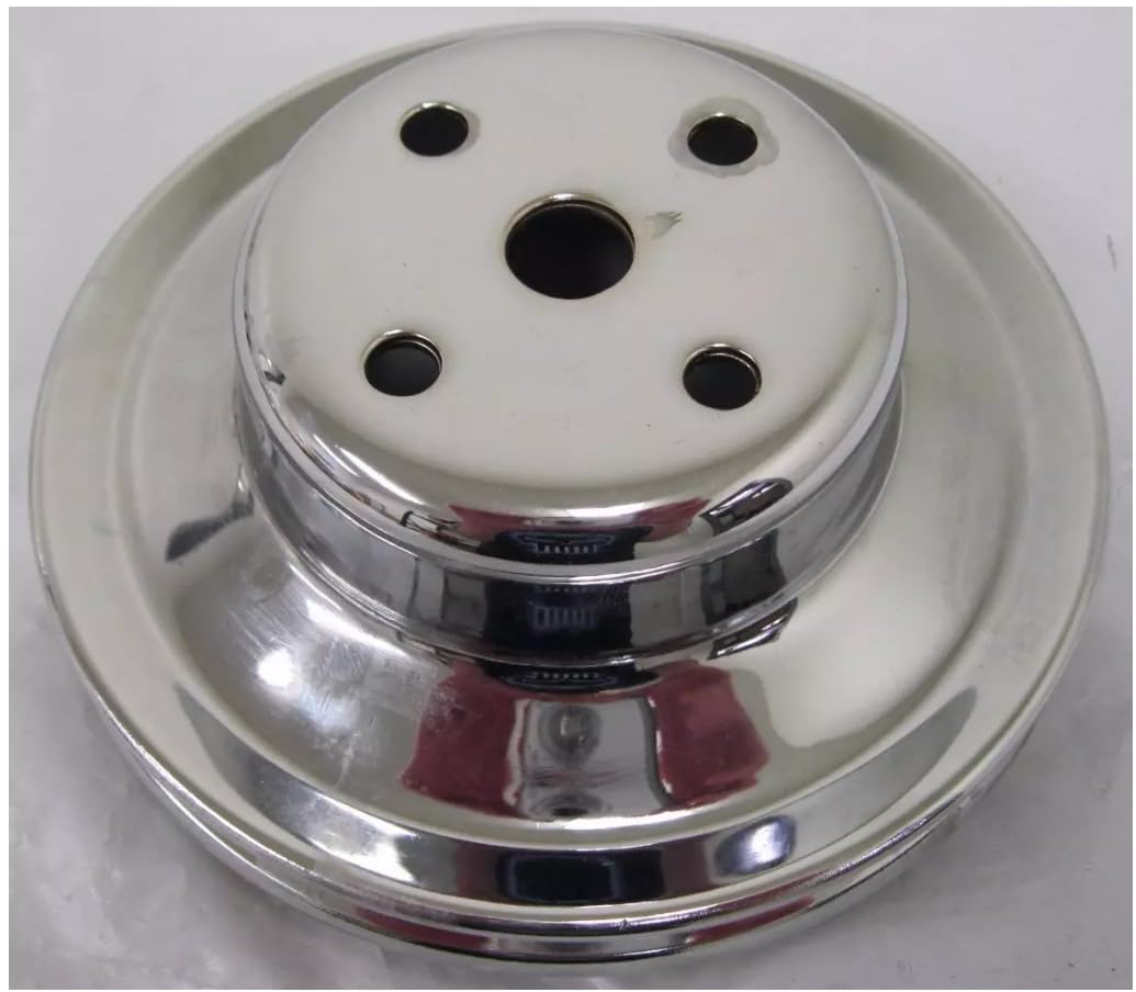 Photo 1 of 1 pc SHLPDFM Silver Chrome BBC Long Water Upper Pump Pulley LWP Double 2 Groove Fits for Big Block Chevy 396 427 454 1969-UP