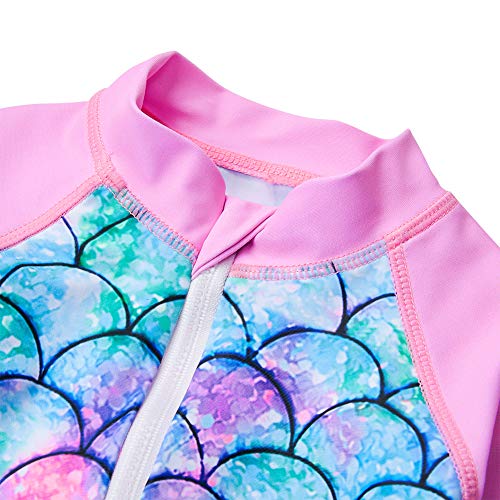 image for Uideazone Baby Girl One-Pieces Rash Guard Long Sleeve Swimsuit UPF 50+
