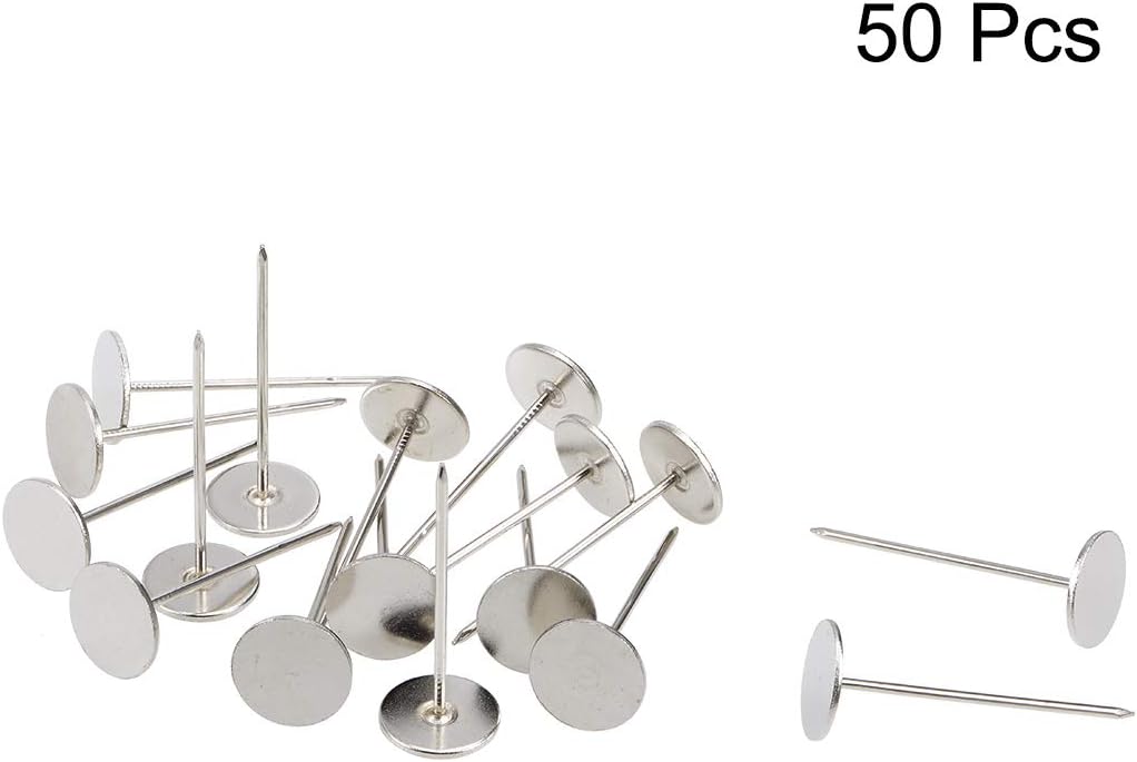 sourcing map Upholstery Nails Tacks 18mmx50mm Flat Head Furniture Nails Silver Tone for Furniture Sofa Headboards 50 Pcs - Image 3