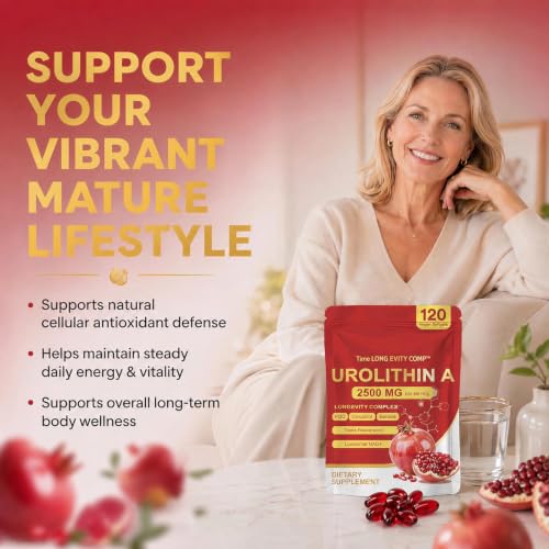 Urolithin A Supplement 2500mg with NAD+, Resveratrol, CoQ10 & PQQ, High Potency 5-in-1 Longevity Formula, Mitochondrial Support for Healthy Aging, Energy & Muscle Strength, 120 Softgels