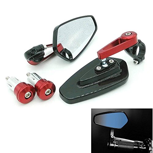 Heinmo 1 Pair Red Bar End Motorcycle Mirror Motorbike Rearview Side Handle Bar End Mirrors for KTM Suzuki Kawasaki Yamaha - Thumbnail 4