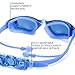 Swim Goggles + Swim Cap, Swimming Goggles No Leaking Anti Fog UV Protection Triathlon Swim Goggles with Free Protection Case + Nose Clip + Ear Plugs for Adult Men Women Girls Youth Kids Child (Blue)