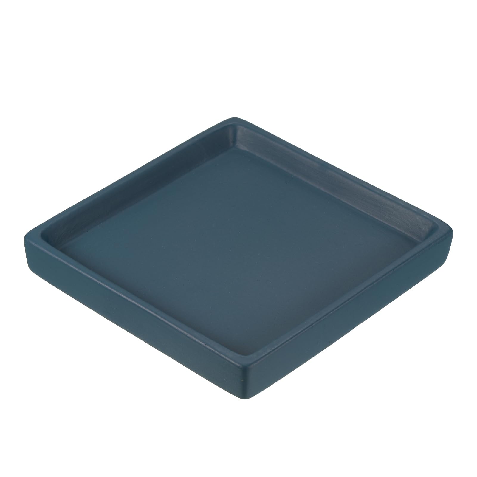 PATIKIL Plant Pot Saucers 5 Inch, Ceramic Square Flower Drip Tray for Indoor Outdoor, Dark Blue